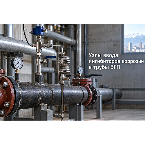 Узлы ввода ингибиторов коррозии в тепловые сети из стальных труб ВГП: расчет зондов дозирования, пробоотборников и монтаж в Алматы