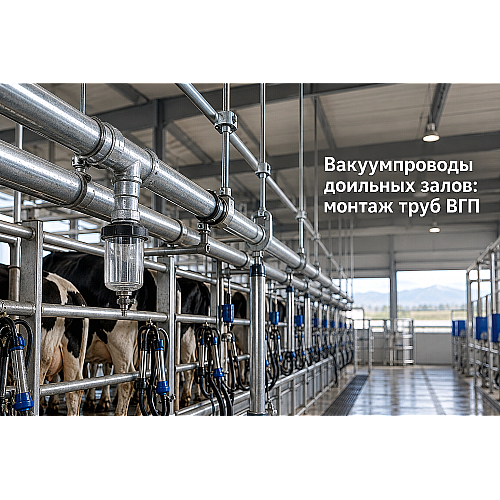 Вакуумпроводы и технологическая обвязка доильных залов стальными оцинкованными трубами ВГП: расчет диаметров, уклоны и монтаж в Казахстане